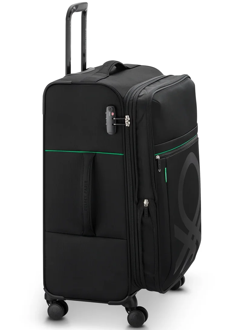 UNITED COLORS OF BENETTON  Color Block 69 Cm 4 Double Wheeled Softside Expandable Check-In Luggage Trolley Case - Black  | Best Price UAE